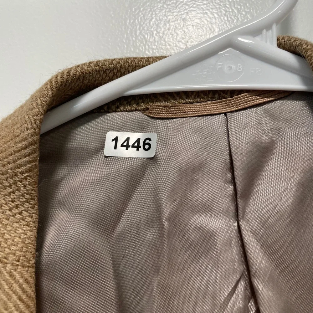 Richard Bennett Mens Tan Herringbone Custom Tailored 3-Button Blazer Sport Coat